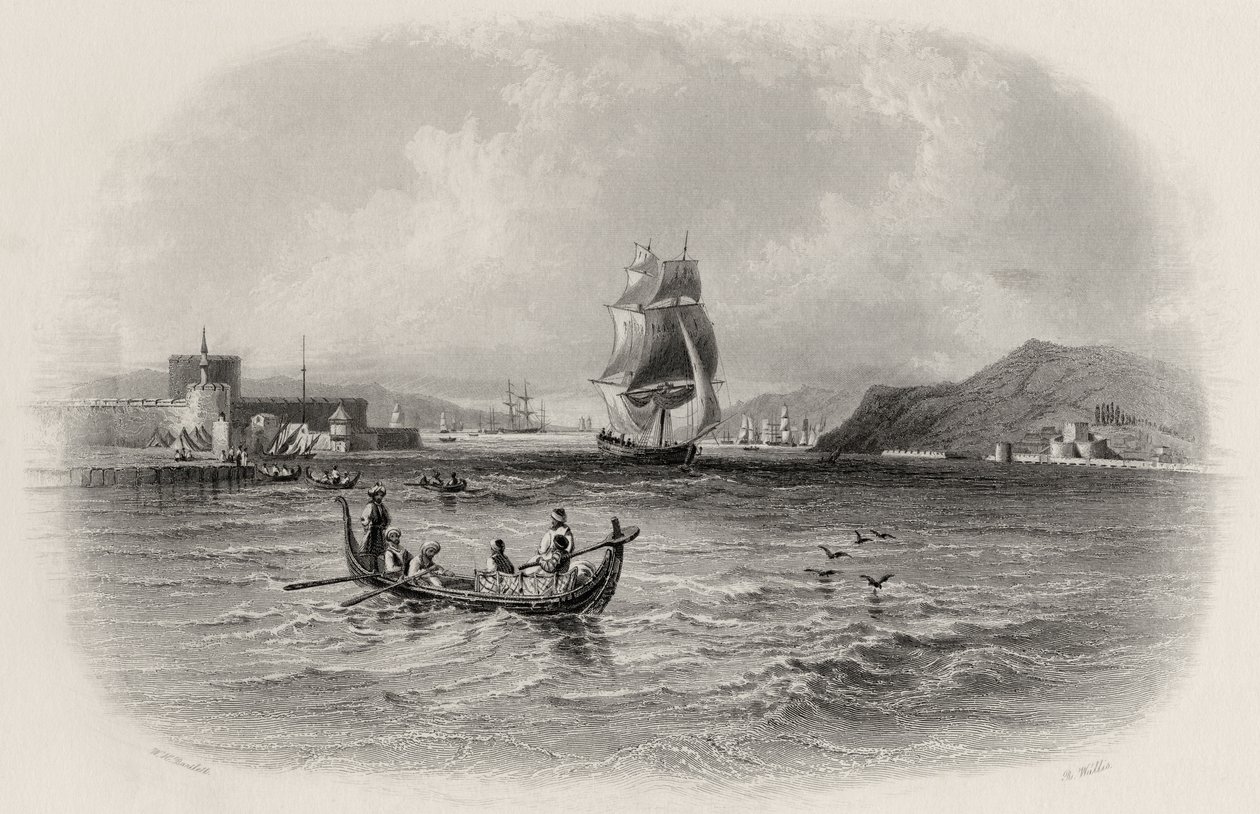 Los Dardanelos, Turquía, grabado por R. Willis de William Henry Bartlett