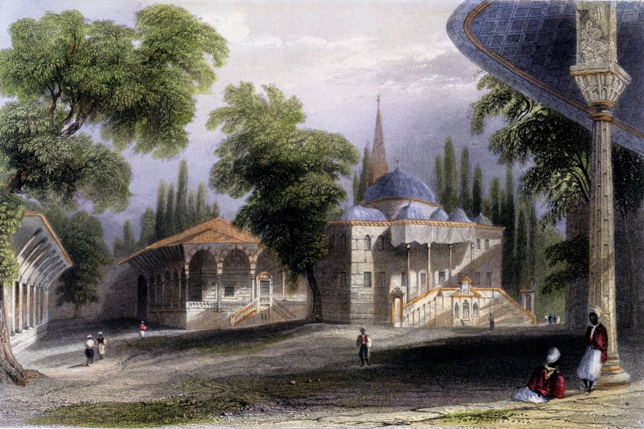 Tercer patio del Serai Bownou, 1850 de William Henry Bartlett