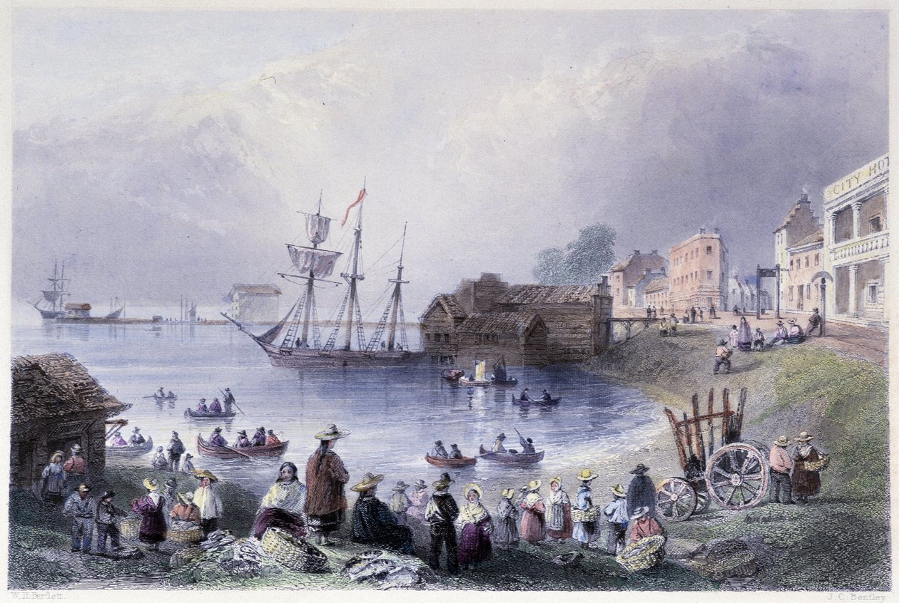 El primer mercado de Toronto - en "Canadian scenery illustrated" por Bartlett W. H. de William Henry Bartlett