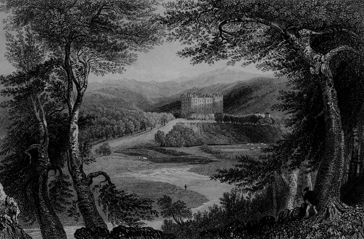 Vista del castillo de Drumlanrig, Dumfrieshire de William Henry Bartlett
