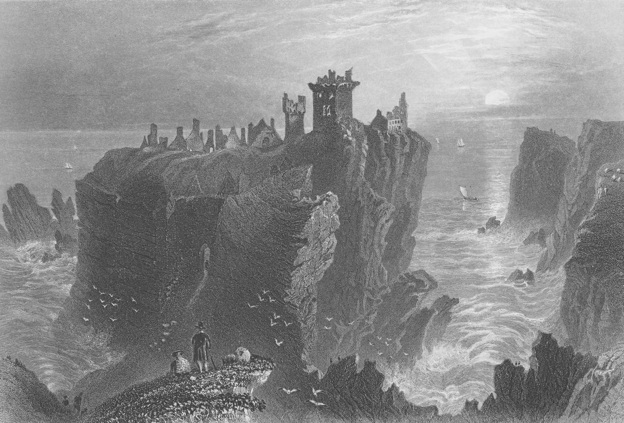 Vista del castillo de Dunottar, cerca de Stonehaven de William Henry Bartlett
