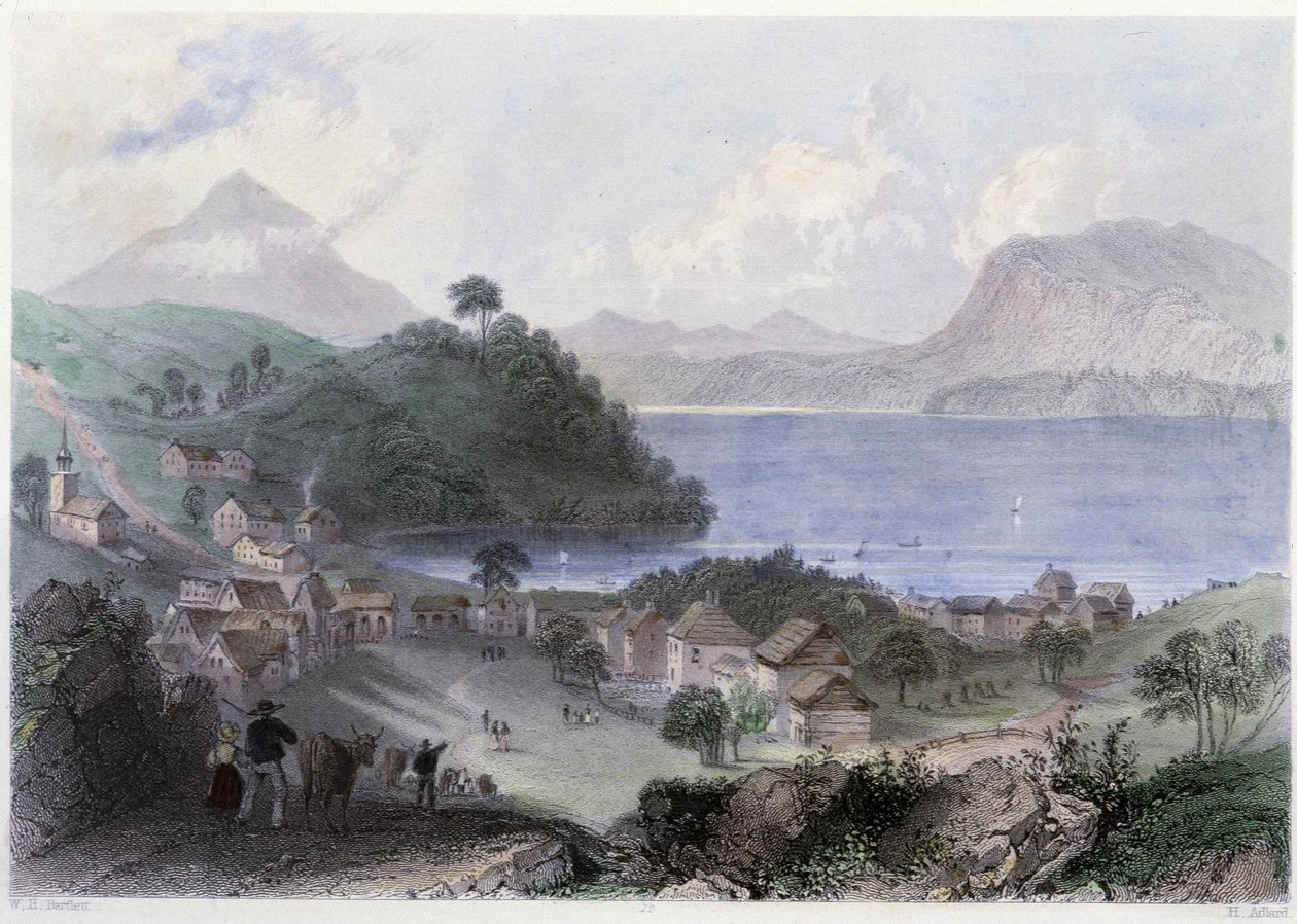 Vista de Georgeville y su lago - en 