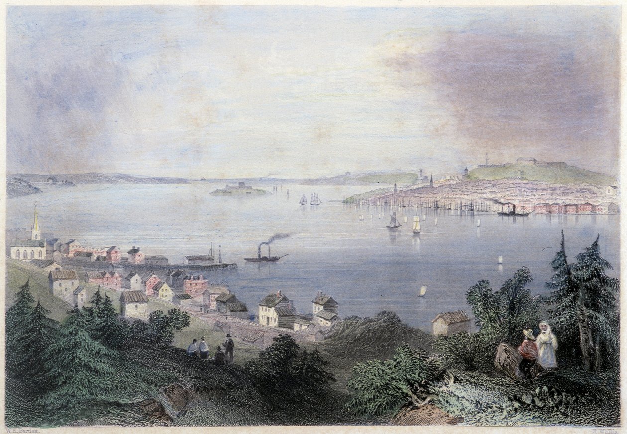 Vista de Halifax - en "Paisaje canadiense ilustrado" por William Henri Barlett, ed. George Virtue de William Henry Bartlett