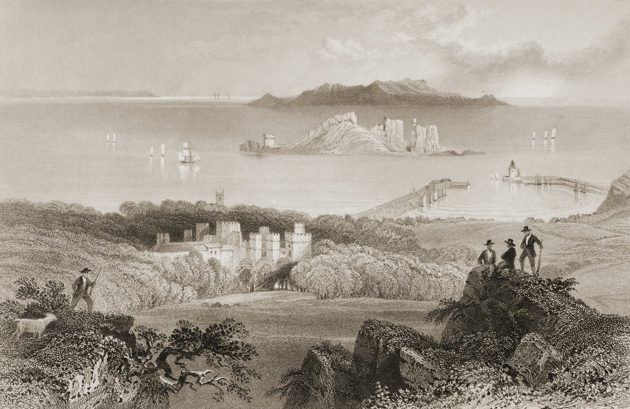 Vista del Castillo de Howth, Condado de Dublín, Irlanda, de 