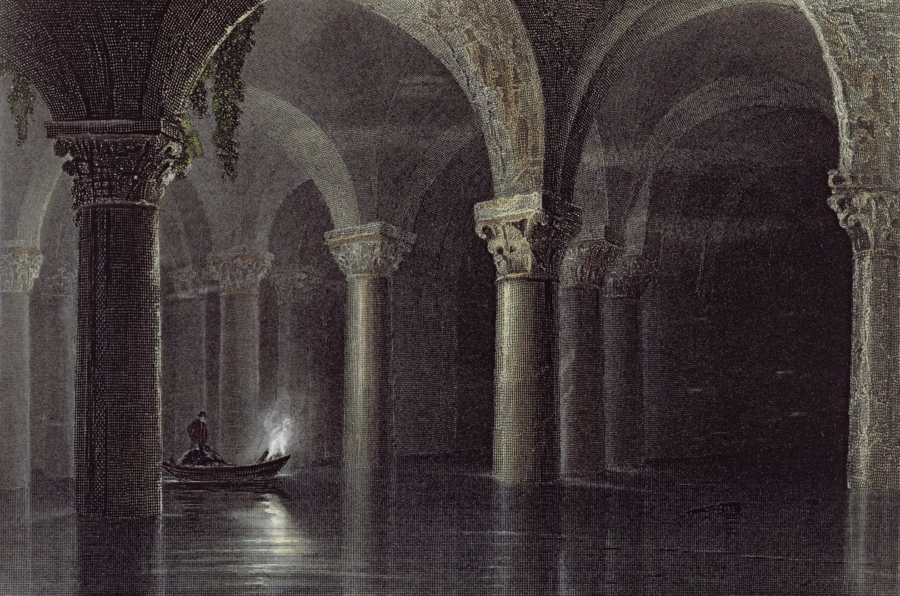 Yere Batan Serai (Las Cisternas) Estambul, grabado por J.T. Willmore, c.1850 de William Henry Bartlett