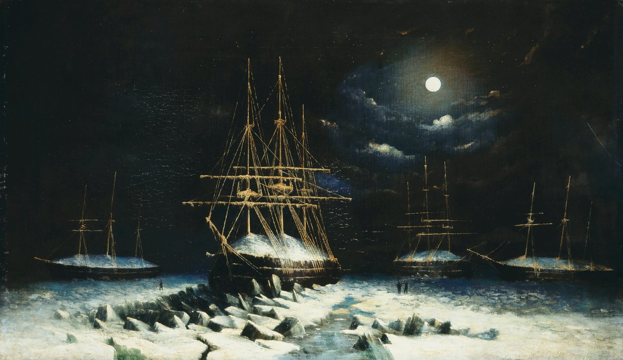 La expedición de búsqueda naval británica Franklin: H.M.S Resolute, Assistance, Intrepid y Pioneer invernando en el Ártico, 1850-51 de William Henry Browne