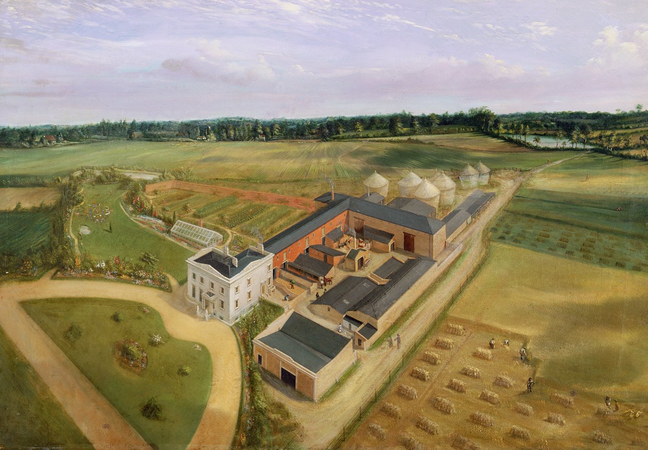 Tiptree Hall y Granja, Essex, c.1850-60 de William Henry Browne