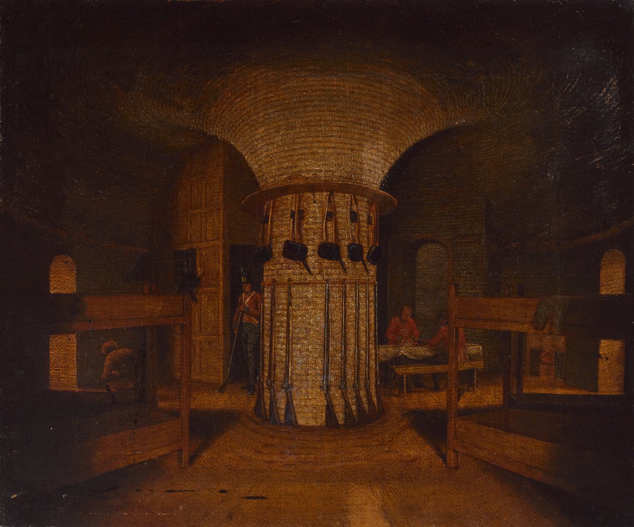 El interior de una sala de cuartel, posiblemente en una torre Martello, c.1812 (óleo sobre lienzo) de William Henry Ford