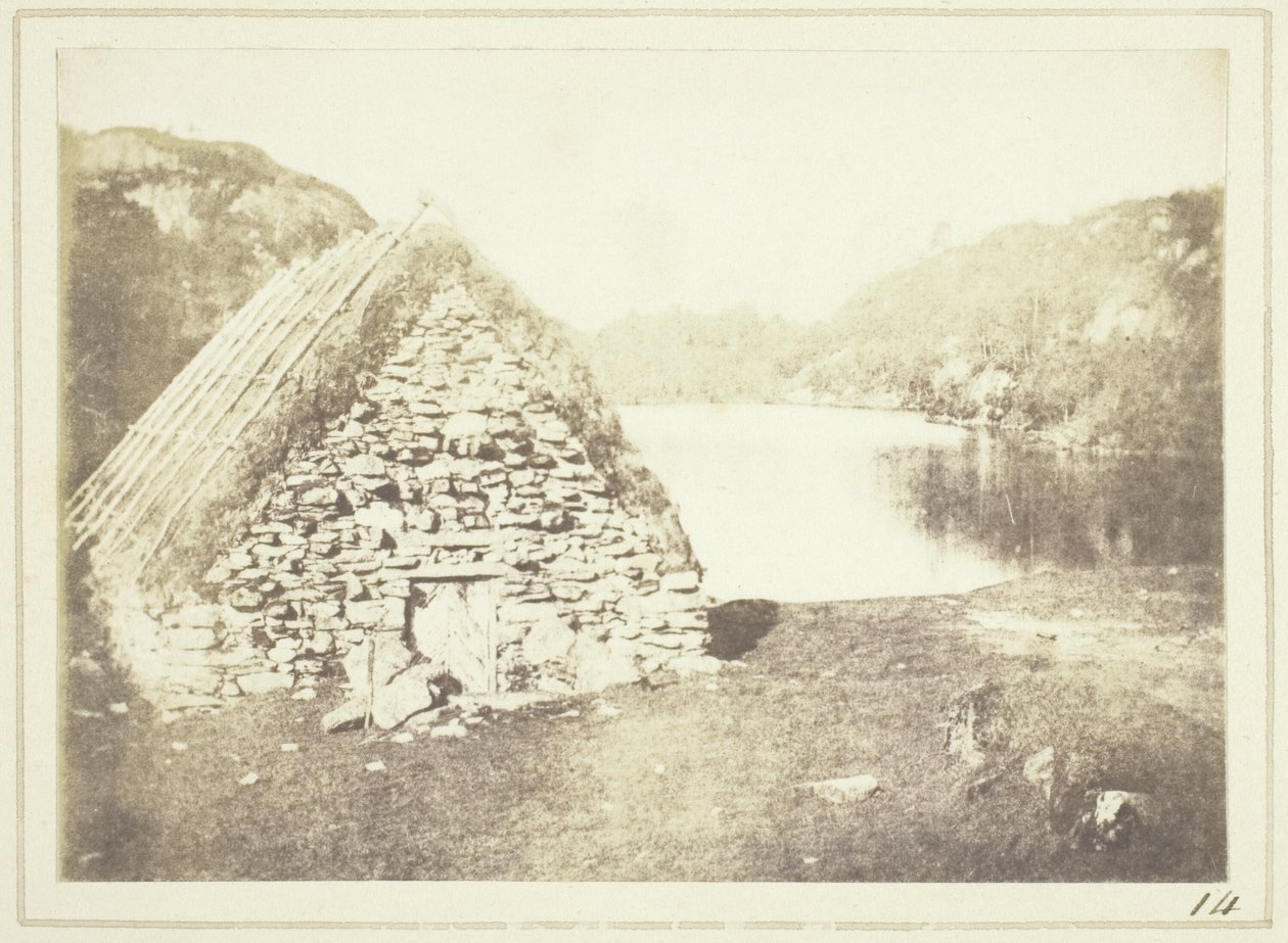 Cabaña en las tierras altas a orillas del lago Katrine de William Henry Fox Talbot