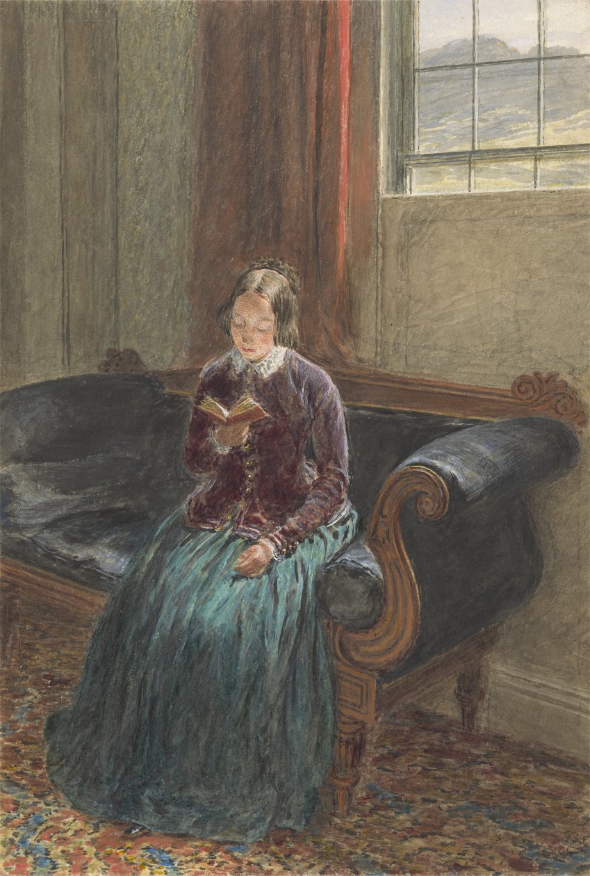 Una dama leyendo, llamada Sra. William Hunt, c.1835 de William Henry Hunt