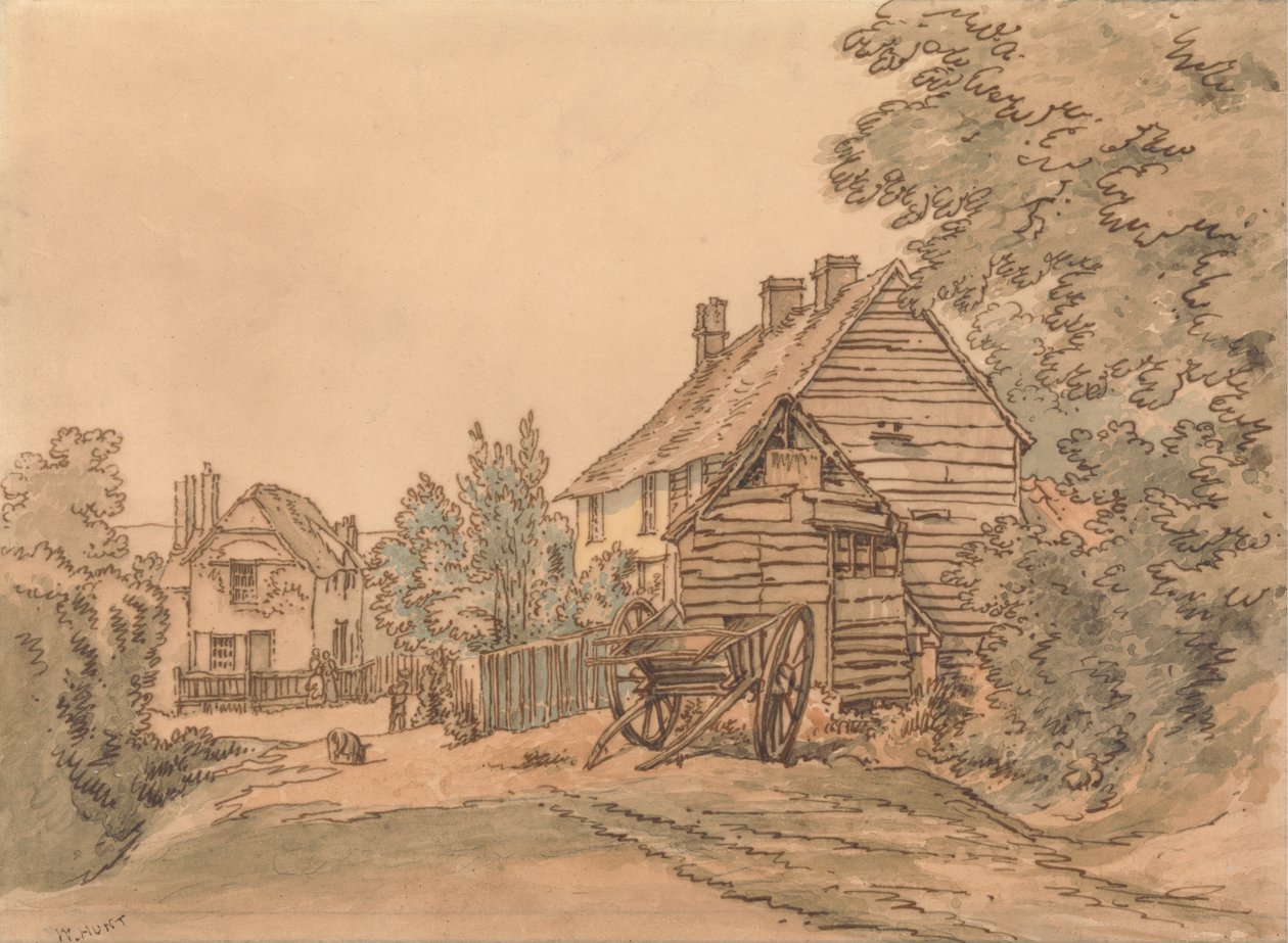 Una calle en un pueblo rural de William Henry Hunt