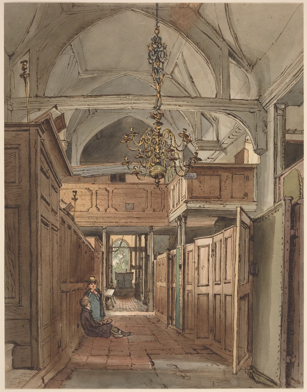 Interior de la iglesia de Bushey de William Henry Hunt