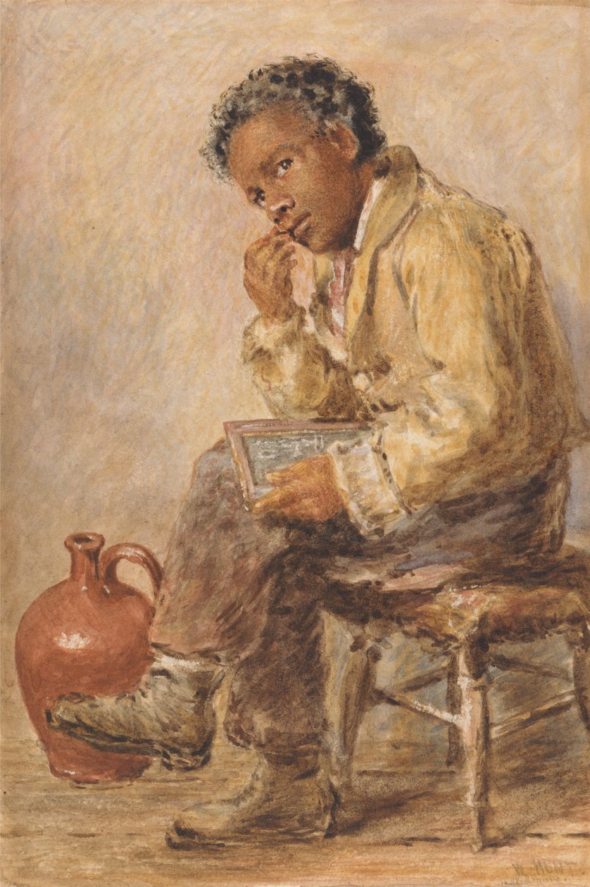 Retrato de un joven con una pizarra de William Henry Hunt