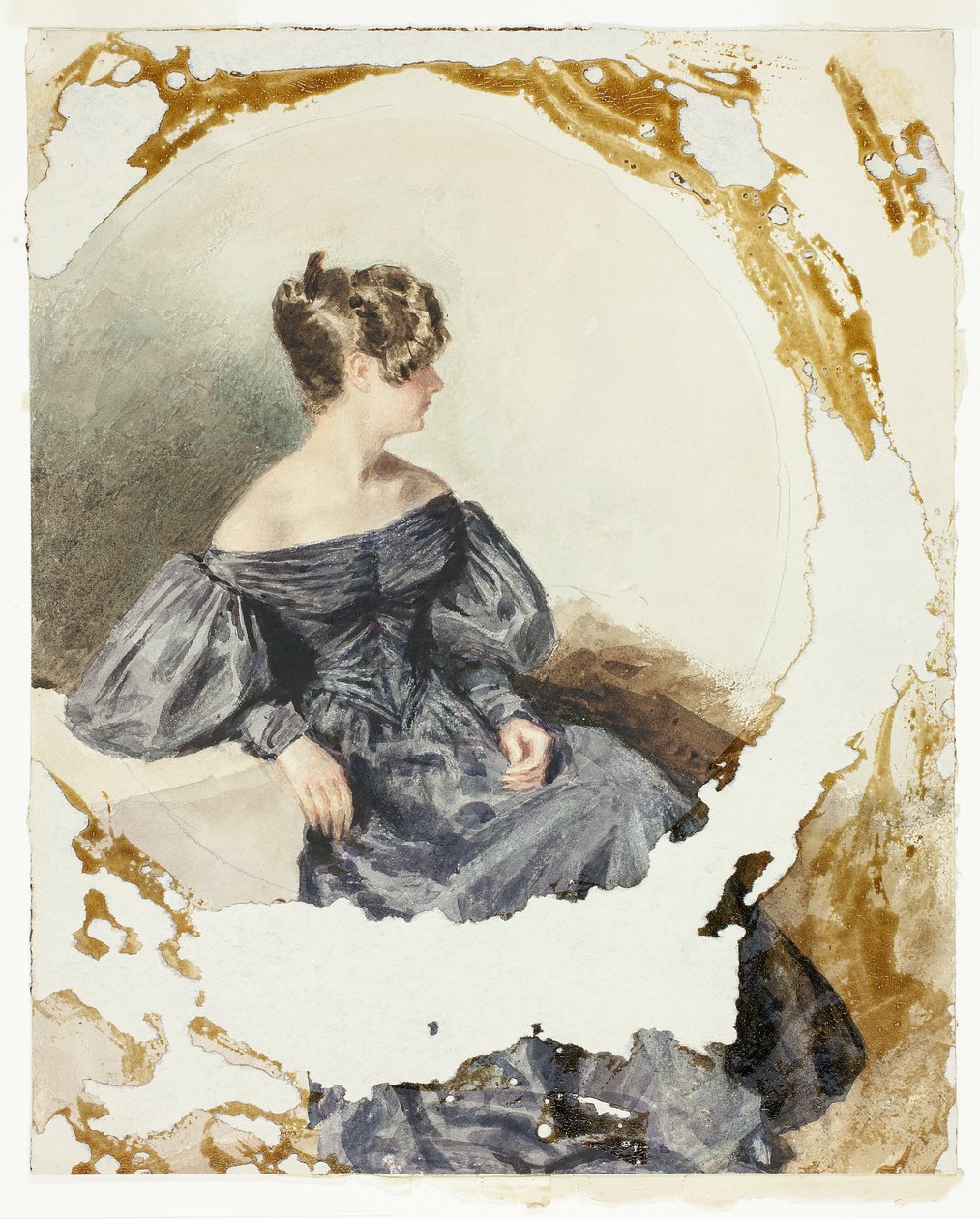 Mujer sentada con vestido negro de William Henry Hunt