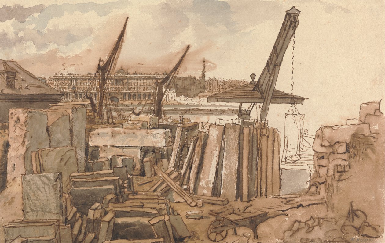 La construcción del puente de Waterloo de William Henry Hunt