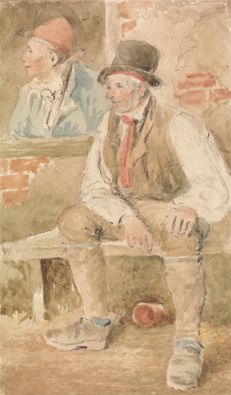 Dos campesinos junto a una ventana de William Henry Hunt