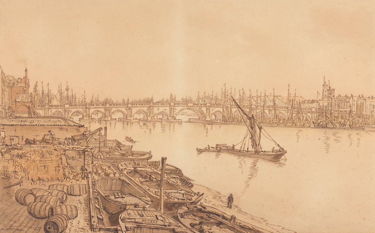 Vista del Puente Viejo de Londres de William Henry Hunt