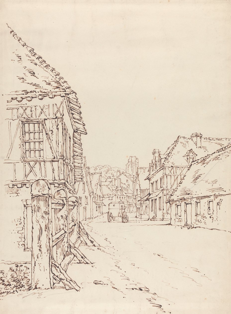 Vista de una calle de una ciudad francesa de William Henry Hunt