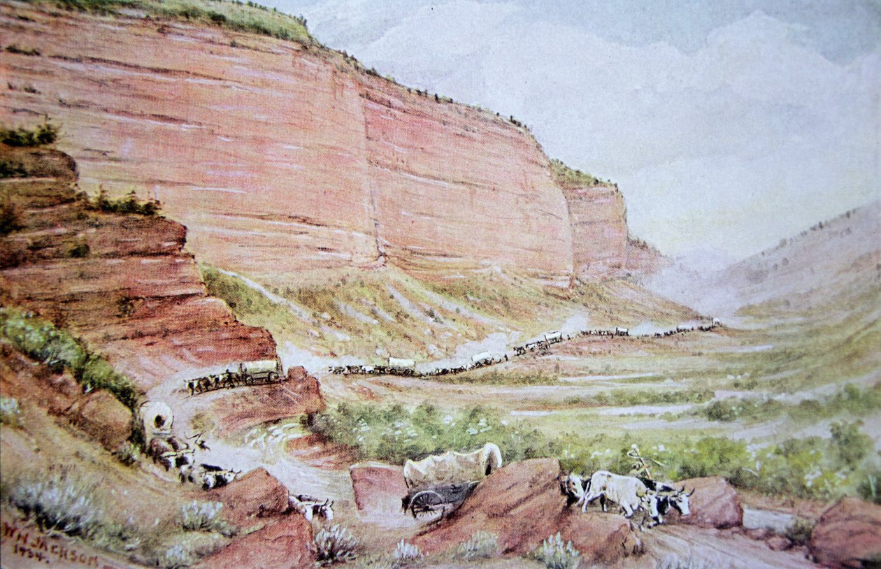 Caravana mormona pasando por Echo Canyon, al este de Salt Lake City, Utah de William Henry Jackson