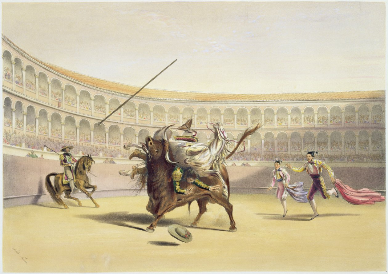 El toro lanzando al picador y al caballo, 1865 de William Henry Lake Price