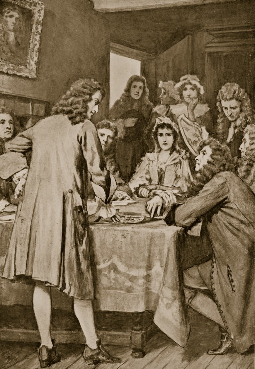 Paterson explicando el esquema de Darien en Edimburgo, ilustración de 