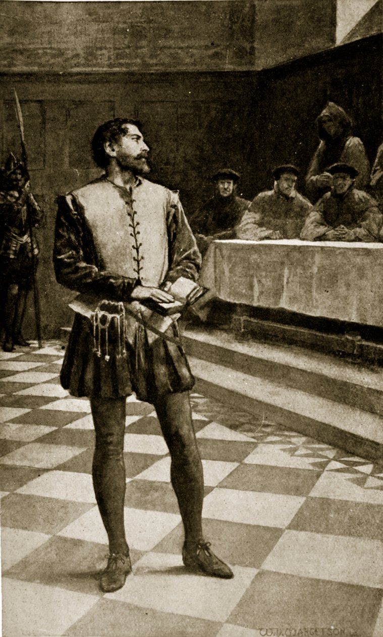 El juicio de Adam Wallace, 1550, ilustración de 
