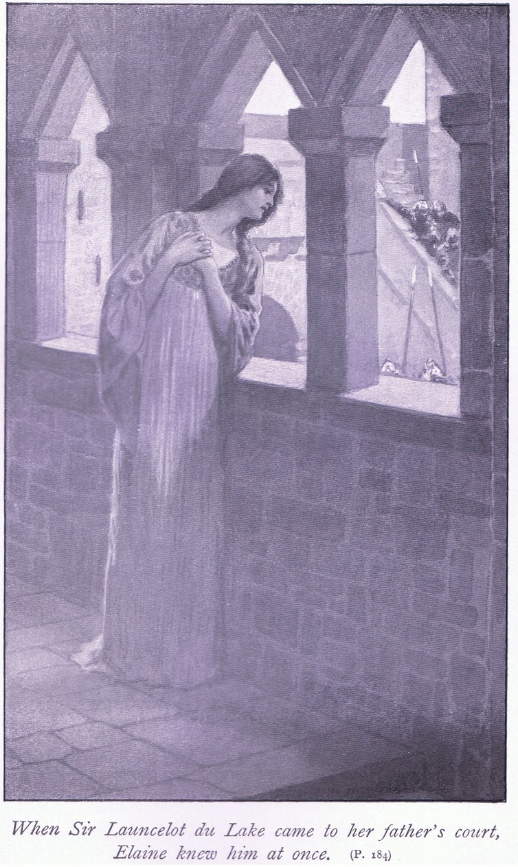 Cuando Sir Launcelot du Lake llegó a la corte de su padre, Elaine lo reconoció de inmediato de William Henry Margetson