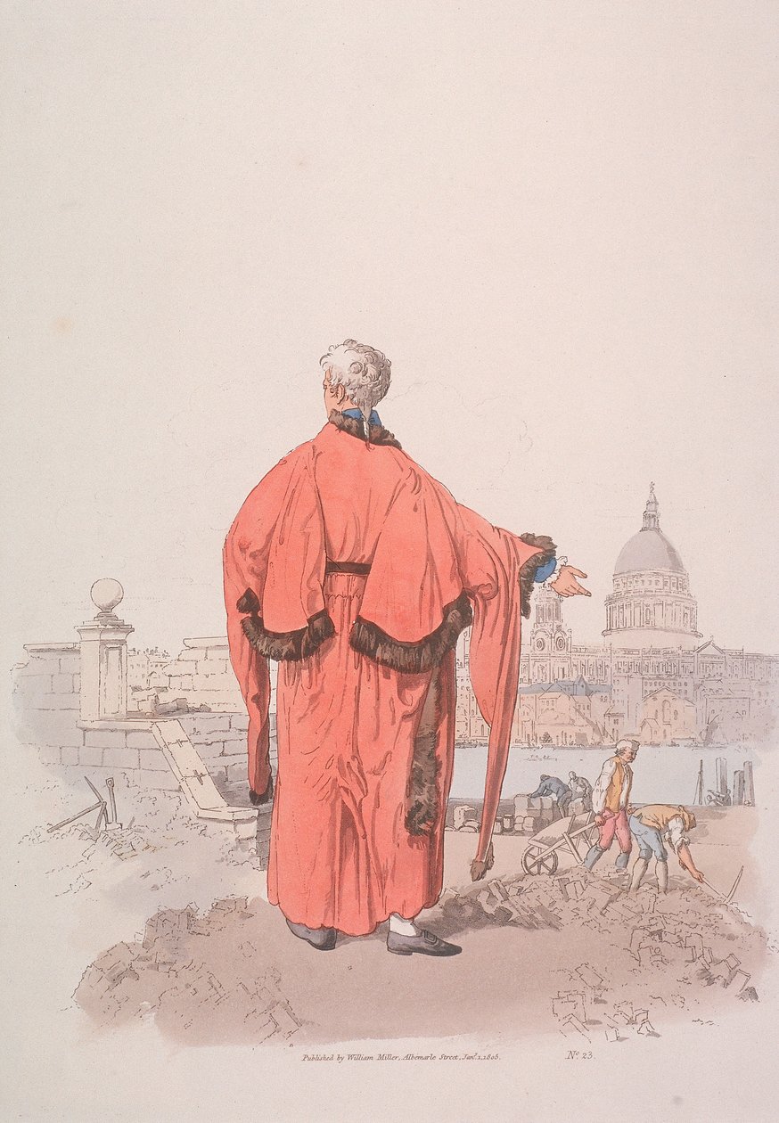 Concejal en traje cívico mirando hacia la Catedral de San Pablo, Londres de William Henry Pyne
