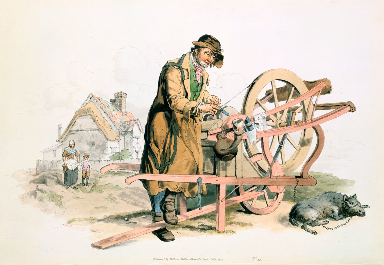Afilador de cuchillos, 1808 de William Henry Pyne