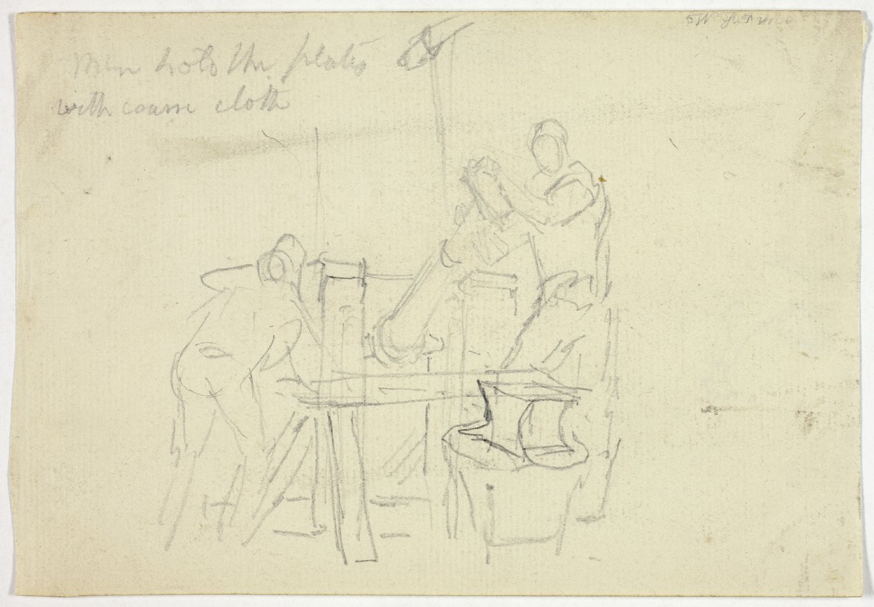 Dos hombres trabajando en una máquina de William Henry Pyne
