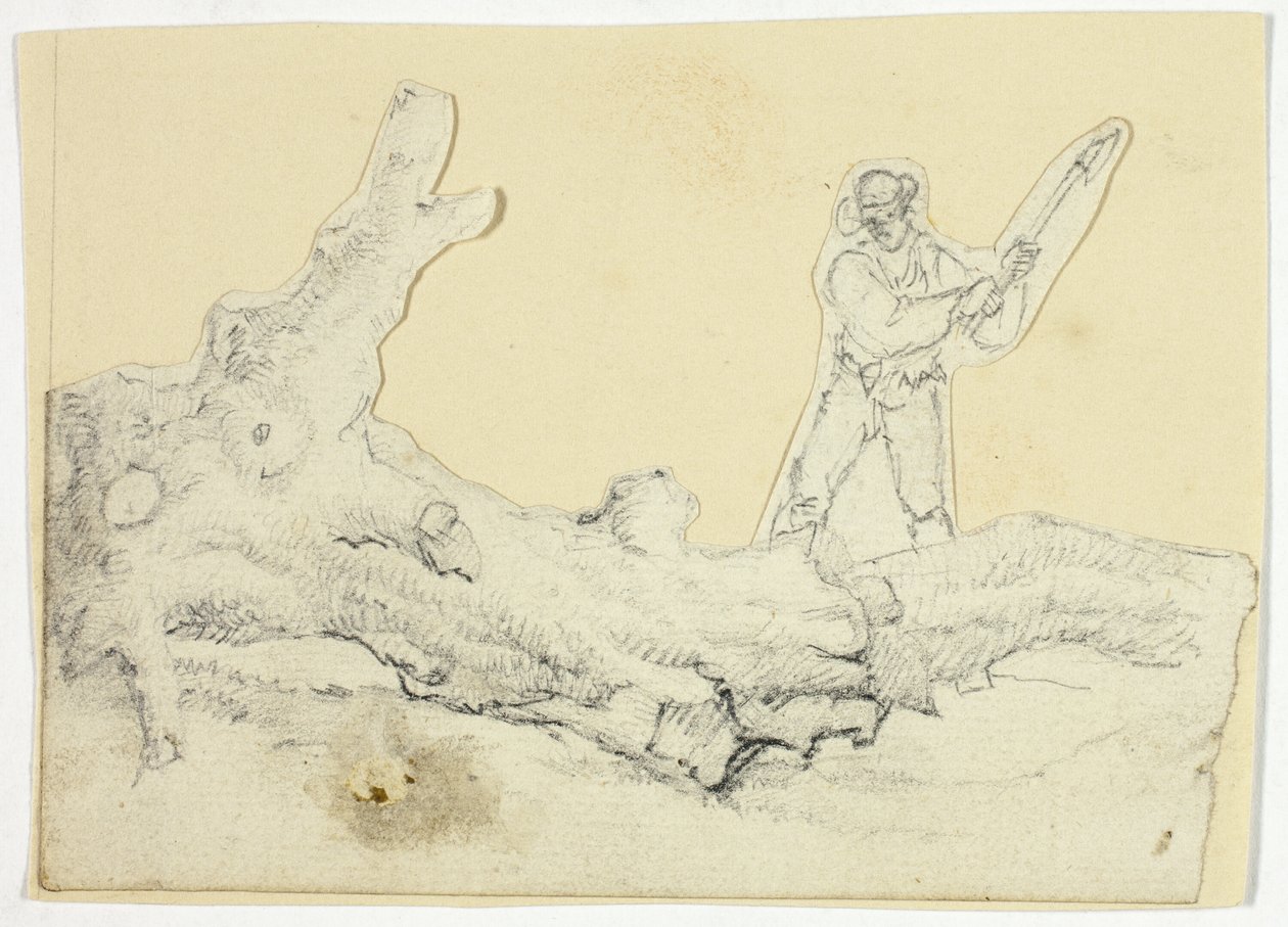 Leñador talando un árbol caído de William Henry Pyne