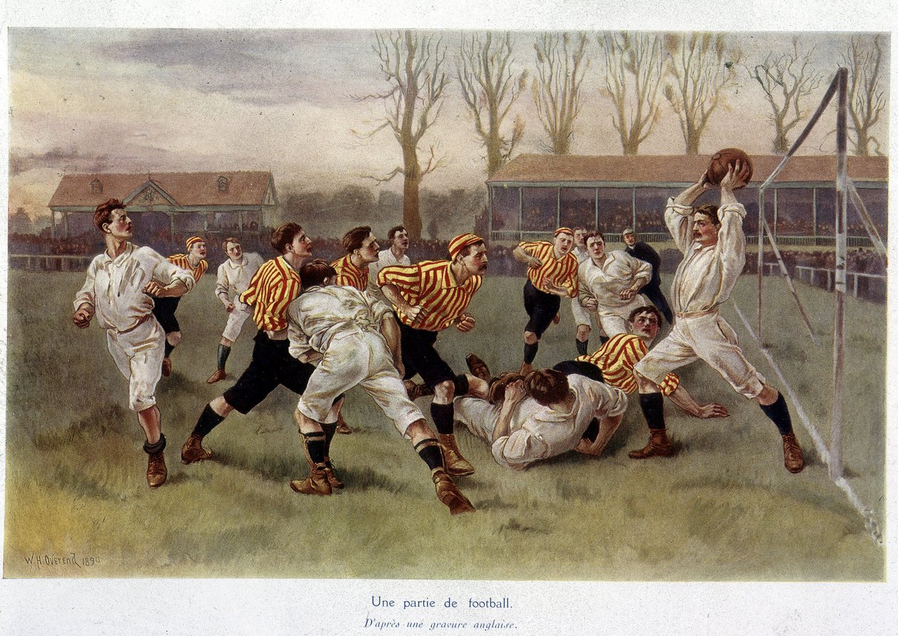 Un partido de fútbol - de una grabado inglés de William Heysham Overend