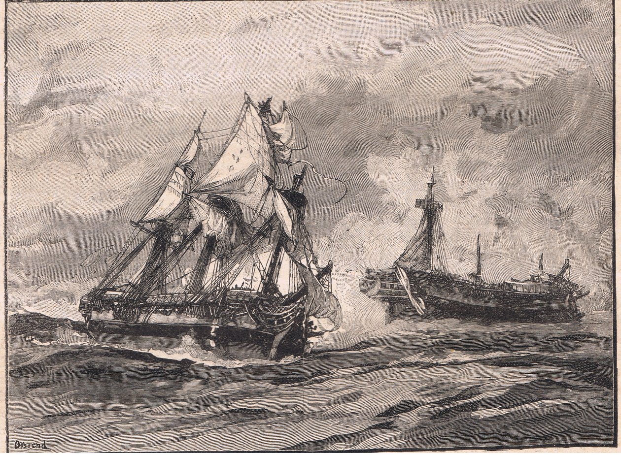 Arethusa y la Belle Poule AD 1778 de William Heysham Overend