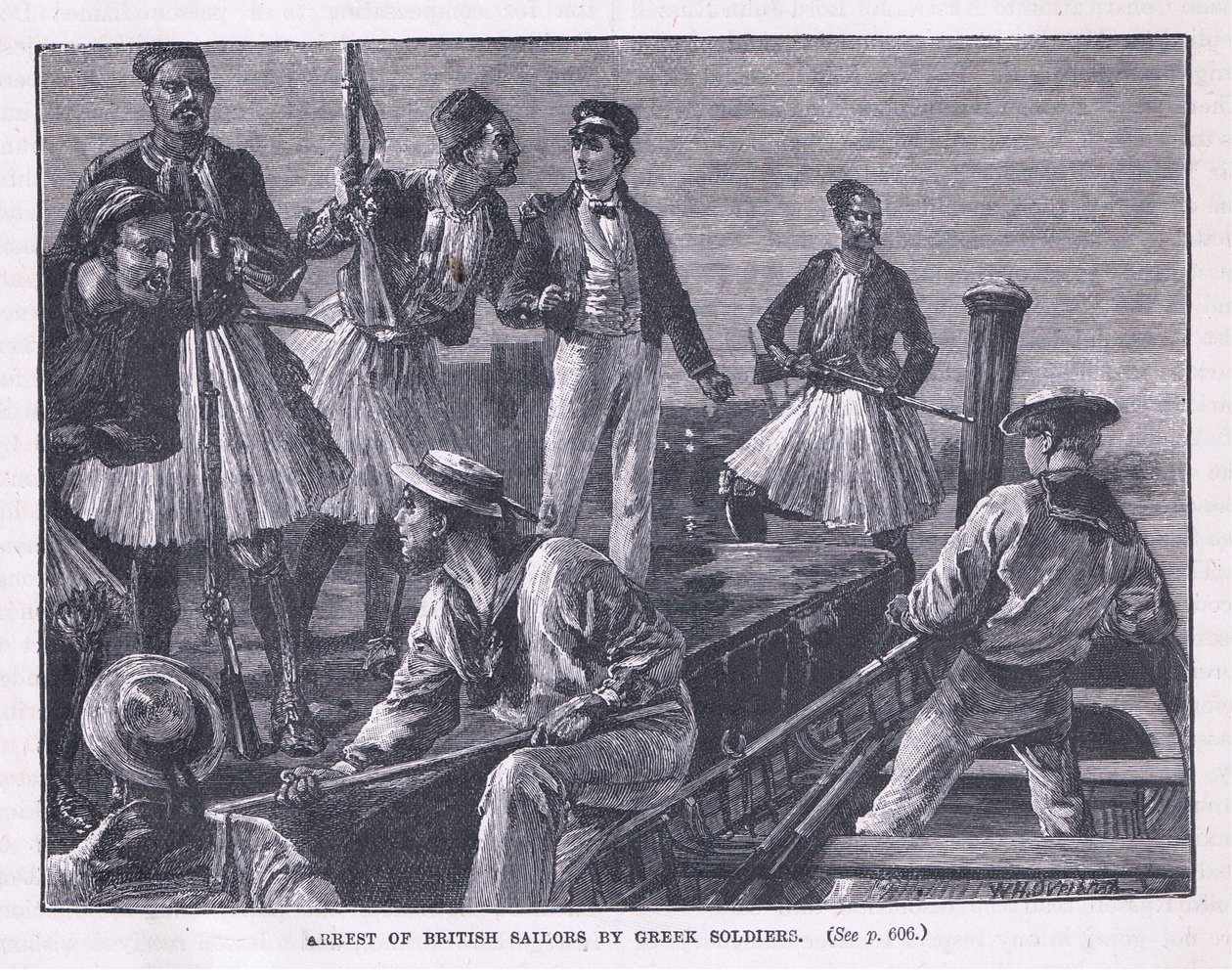 Arresto de los marineros británicos por soldados griegos AD 1850 de William Heysham Overend