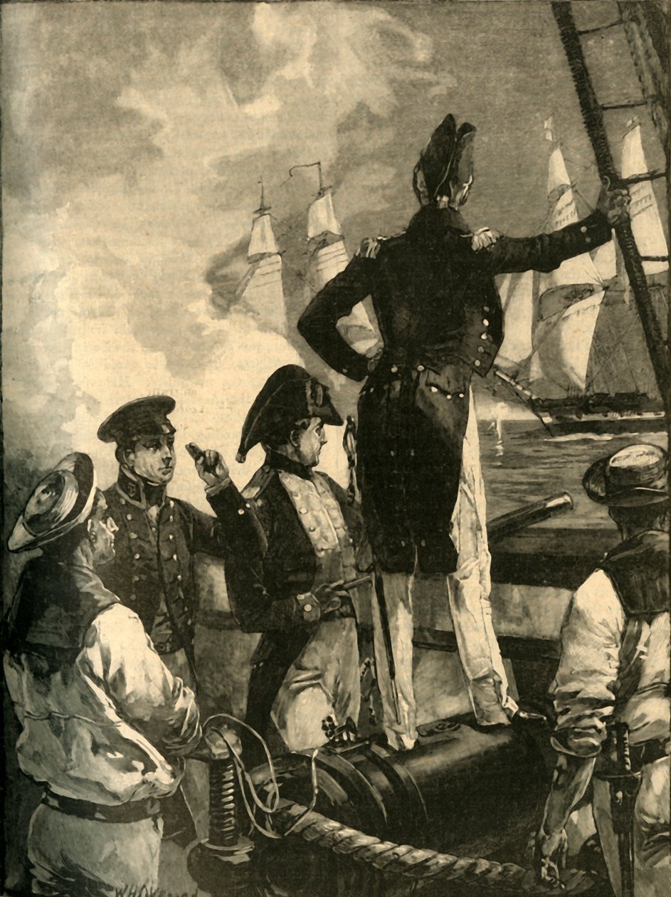 El Capitán William Walpole interceptando los barcos del Duque de Saldanha, Guerras Liberales de William Heysham Overend