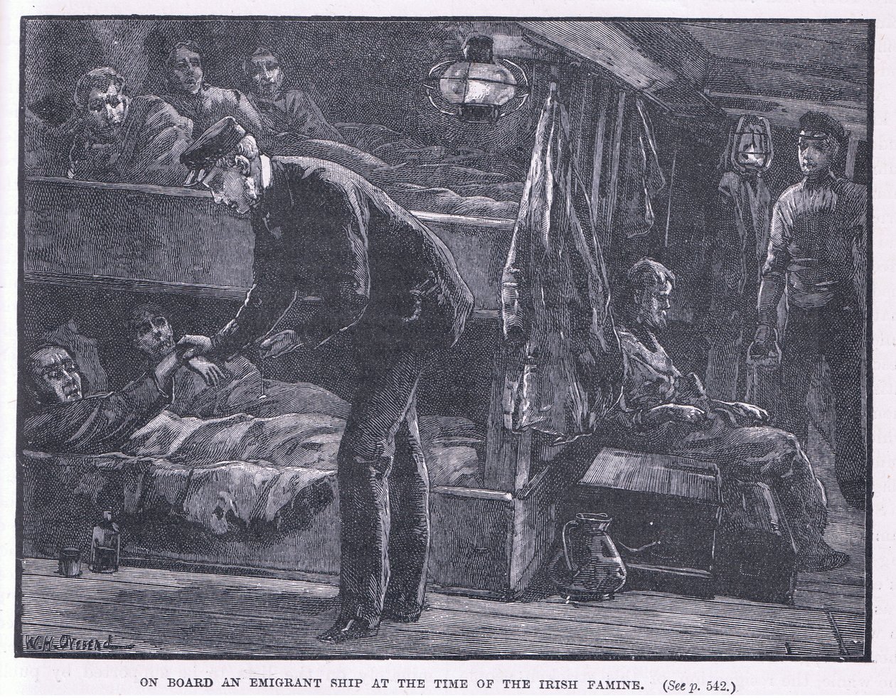 A bordo de un barco de emigrantes en la época de la hambruna irlandesa AD 1846 de William Heysham Overend