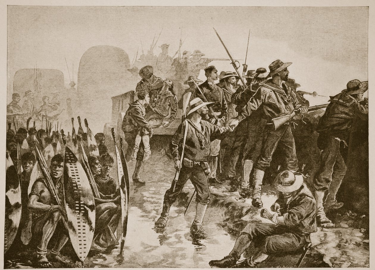 La guerra zulú: defendiendo un campamento contra un ataque zulú de William Heysham Overend