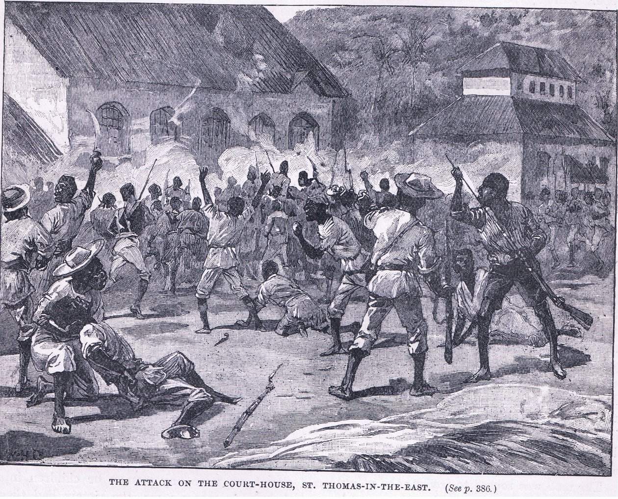 El ataque a la casa de justicia, St Thomas en el Este, Jamaica de William Heysham Overend