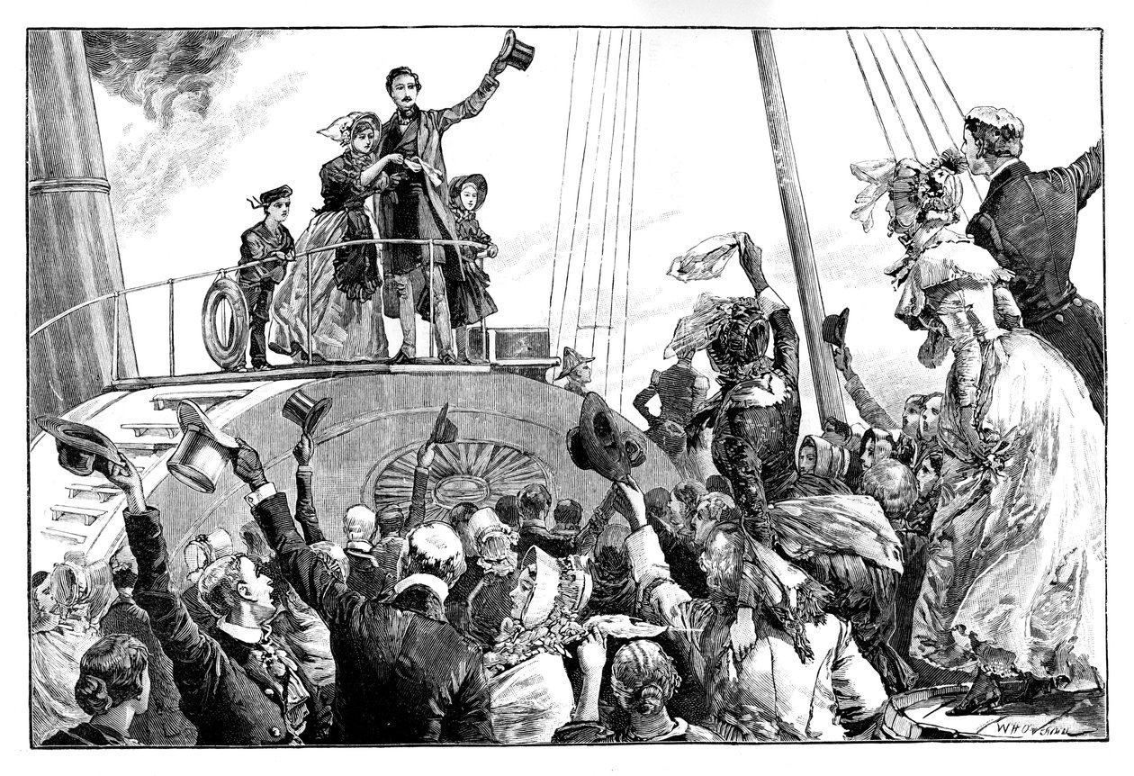 La reina saliendo de Kingstown, visita real a Irlanda, c1849, 1888 de William Heysham Overend