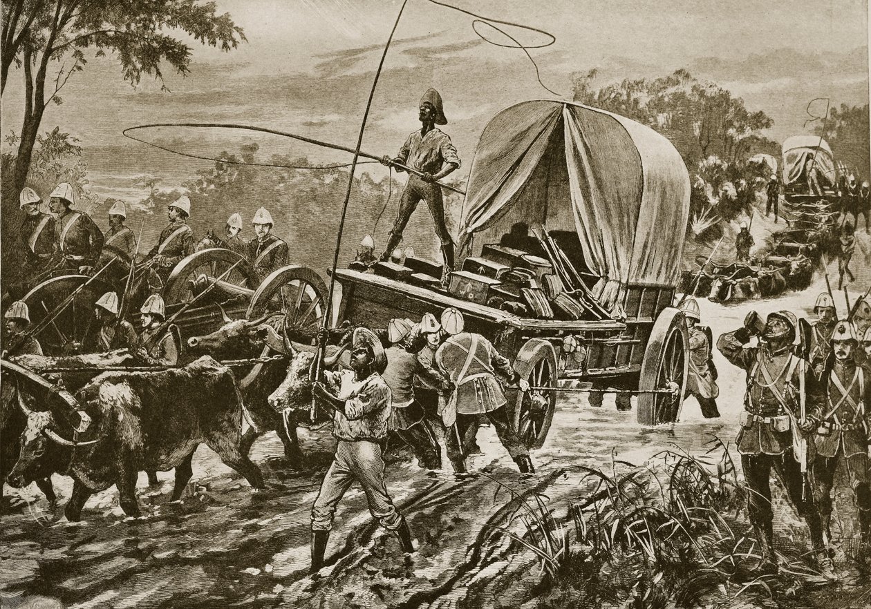 Guerra Zulú: la fuerza de socorro de Etshowe cruzando un arroyo, abril 1879 de William Heysham Overend