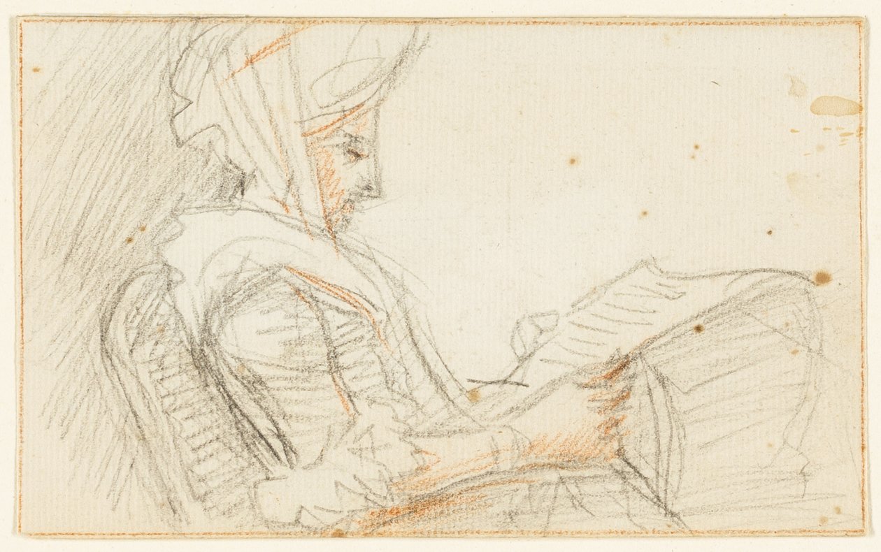 Perfil Derecho de Mujer Sentada Leyendo de William Hoare