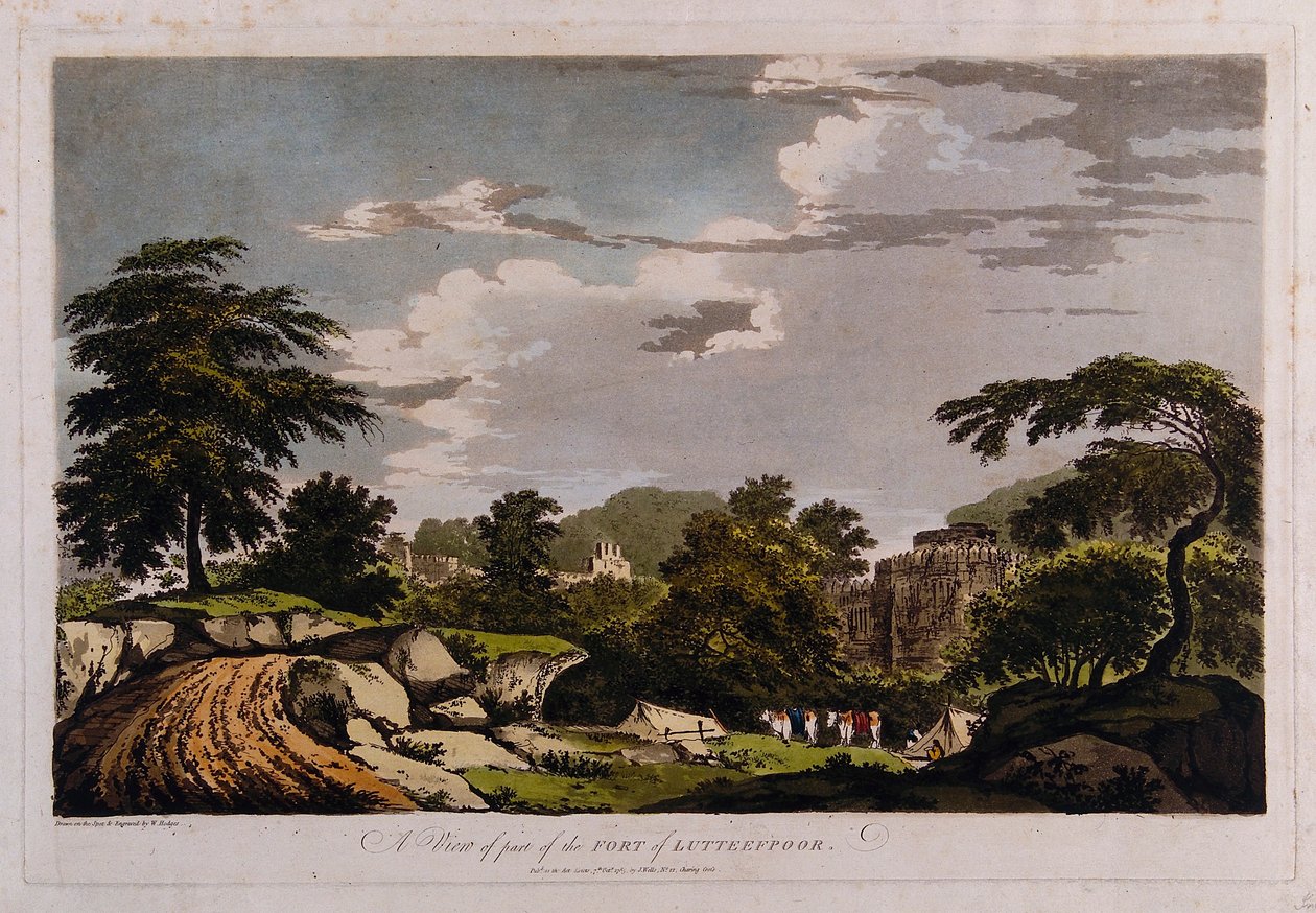 Vista de parte del fuerte de Lutteefpoor de William Hodges