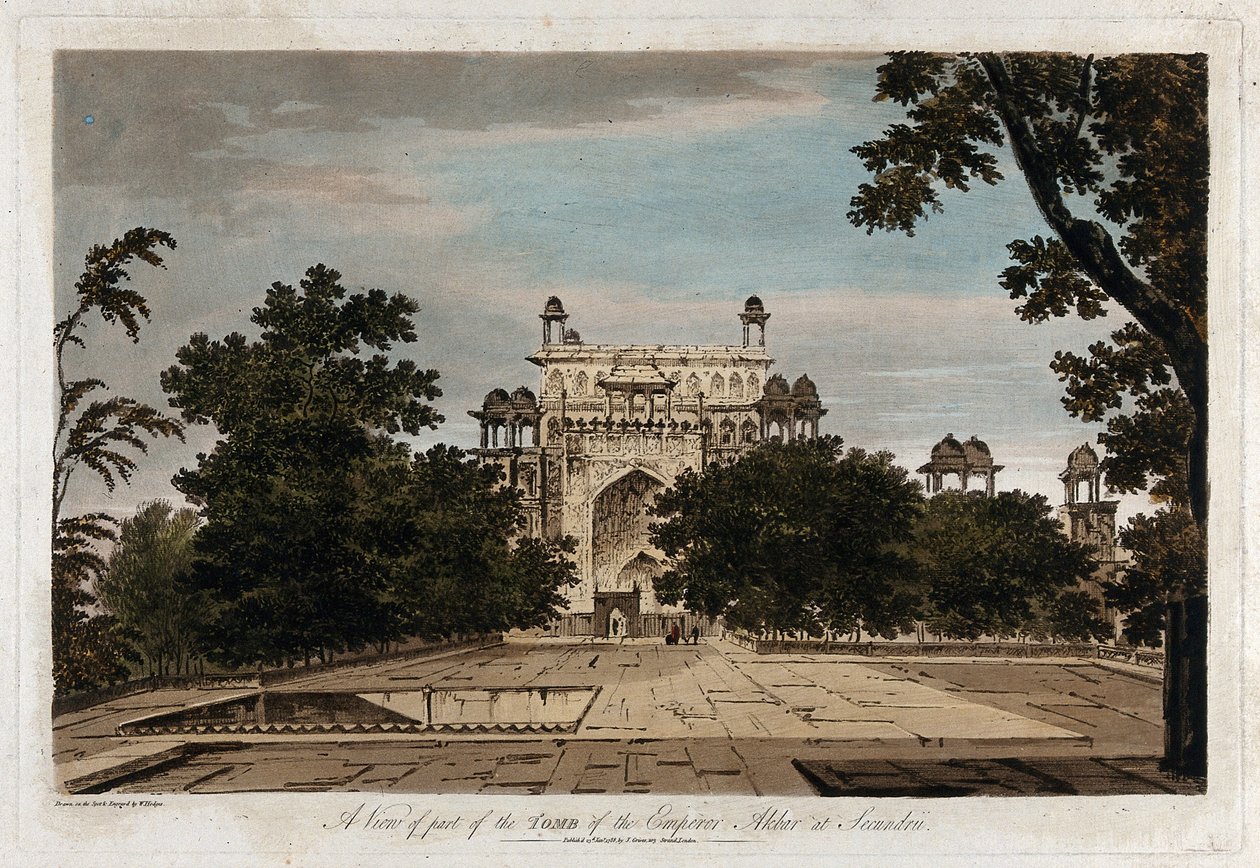 Vista de parte de la tumba del emperador Akbar en Secundrii de William Hodges
