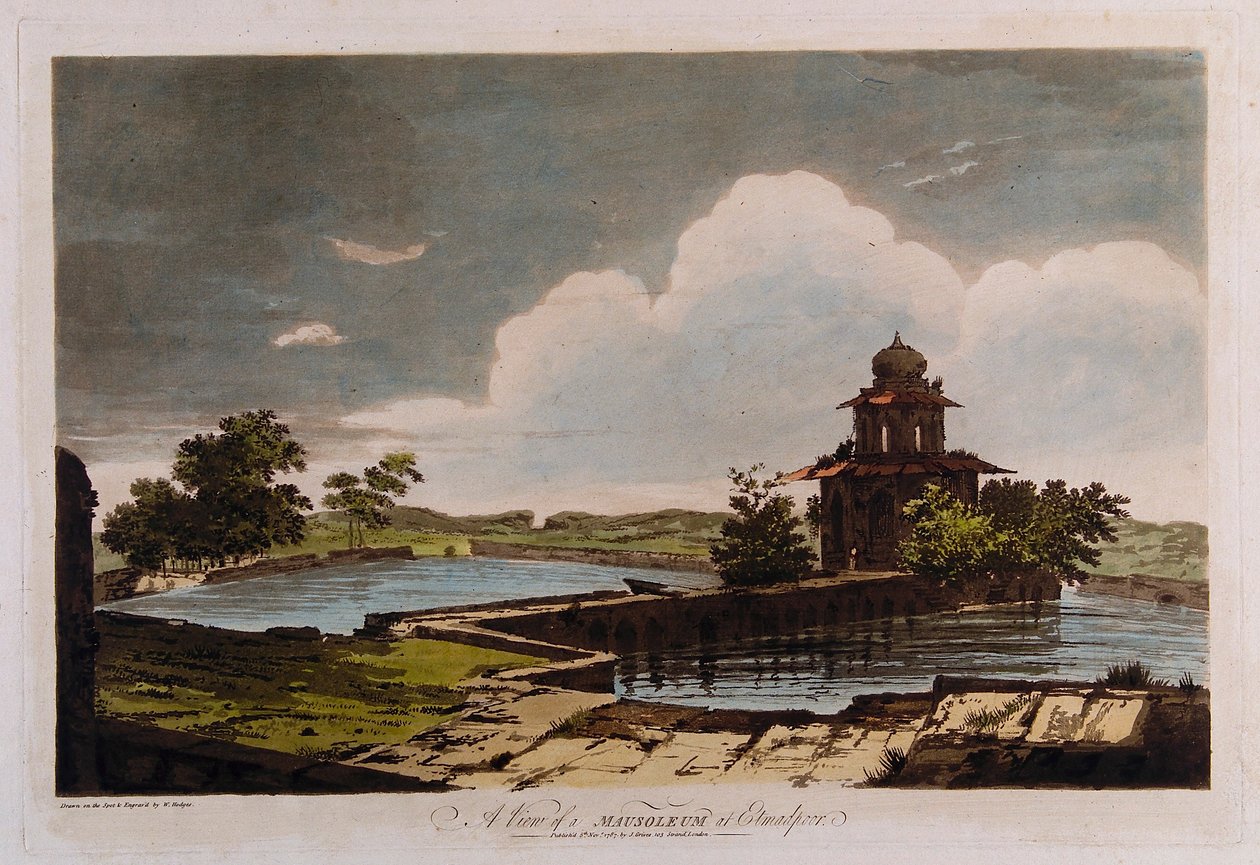 Vista de un mausoleo en Etmadpoor de William Hodges
