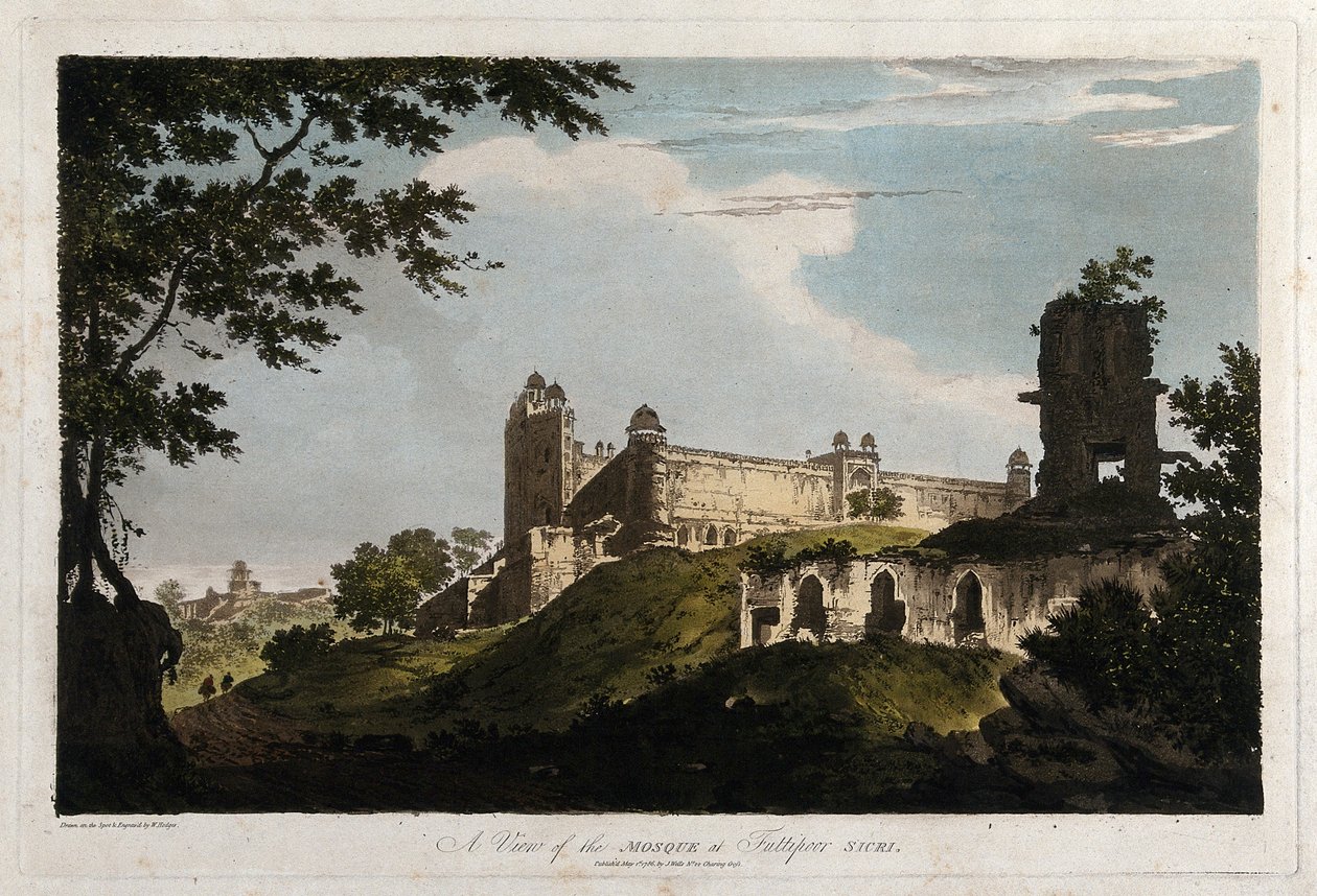 Vista de la mezquita de Futtipoor Sicri de William Hodges