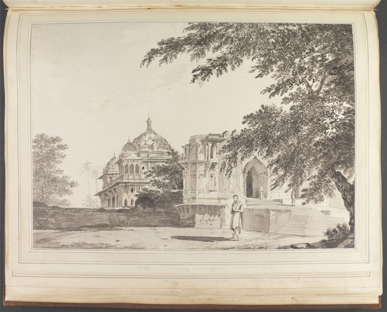 Vista de la mezquita de Mounheer [Maner] desde el sureste de William Hodges