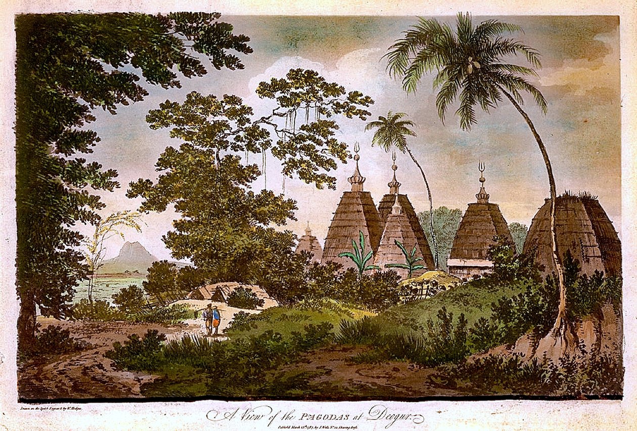 Vista de las pagodas de Deogar de William Hodges