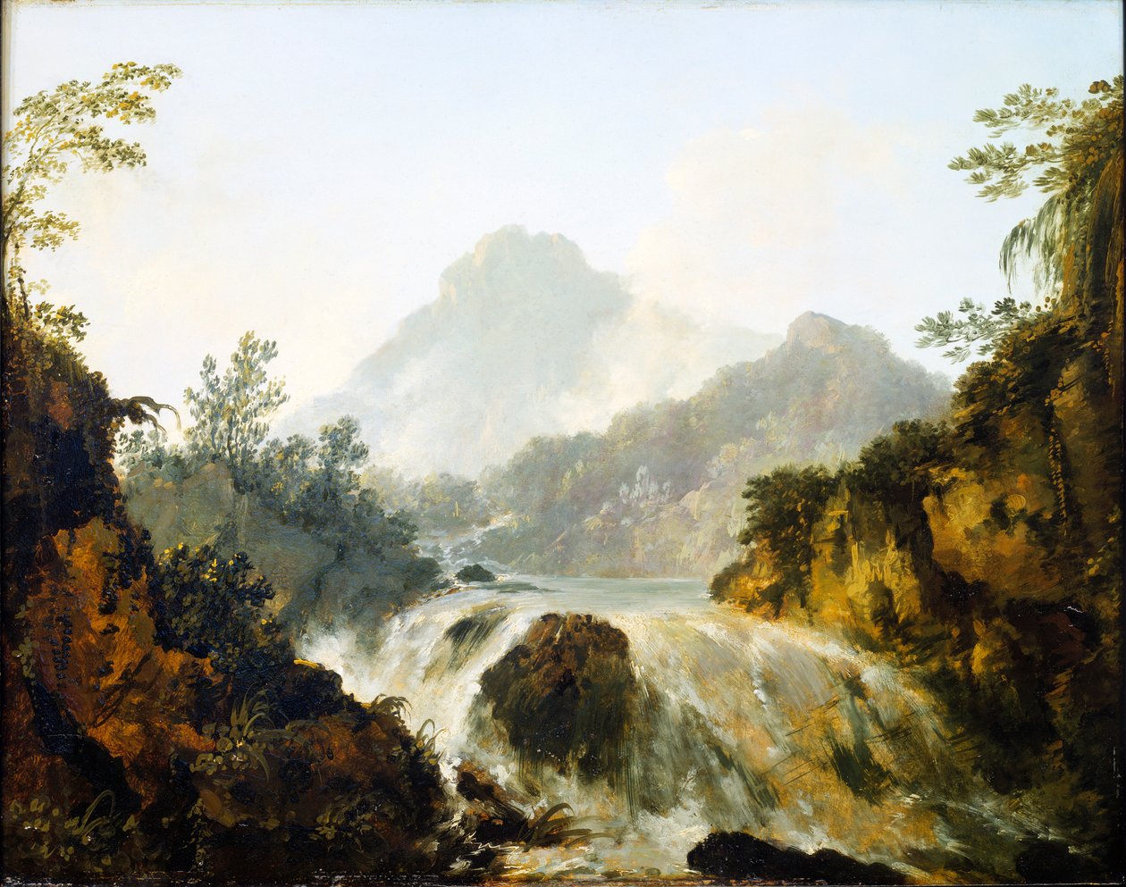 Una cascada en el valle de Tuaruru, Tahití de William Hodges