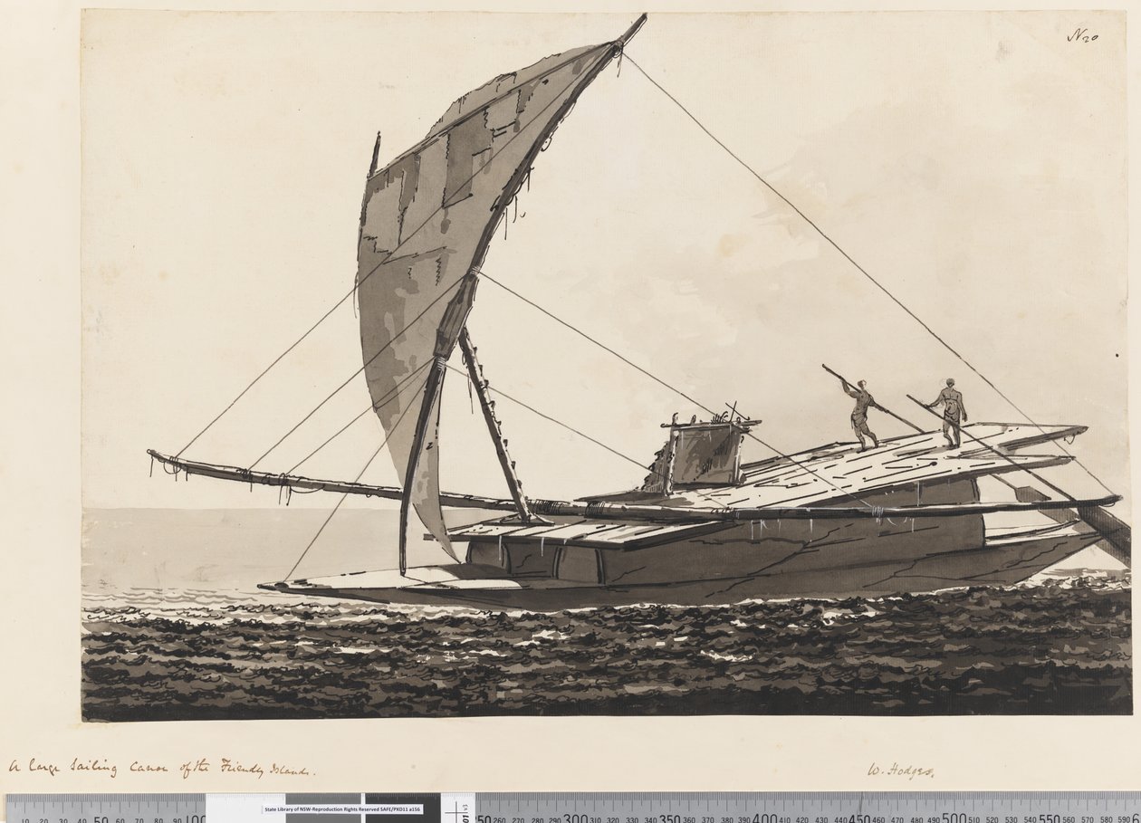 Página 20 Una gran canoa de vela de las Islas Amistosas de William Hodges