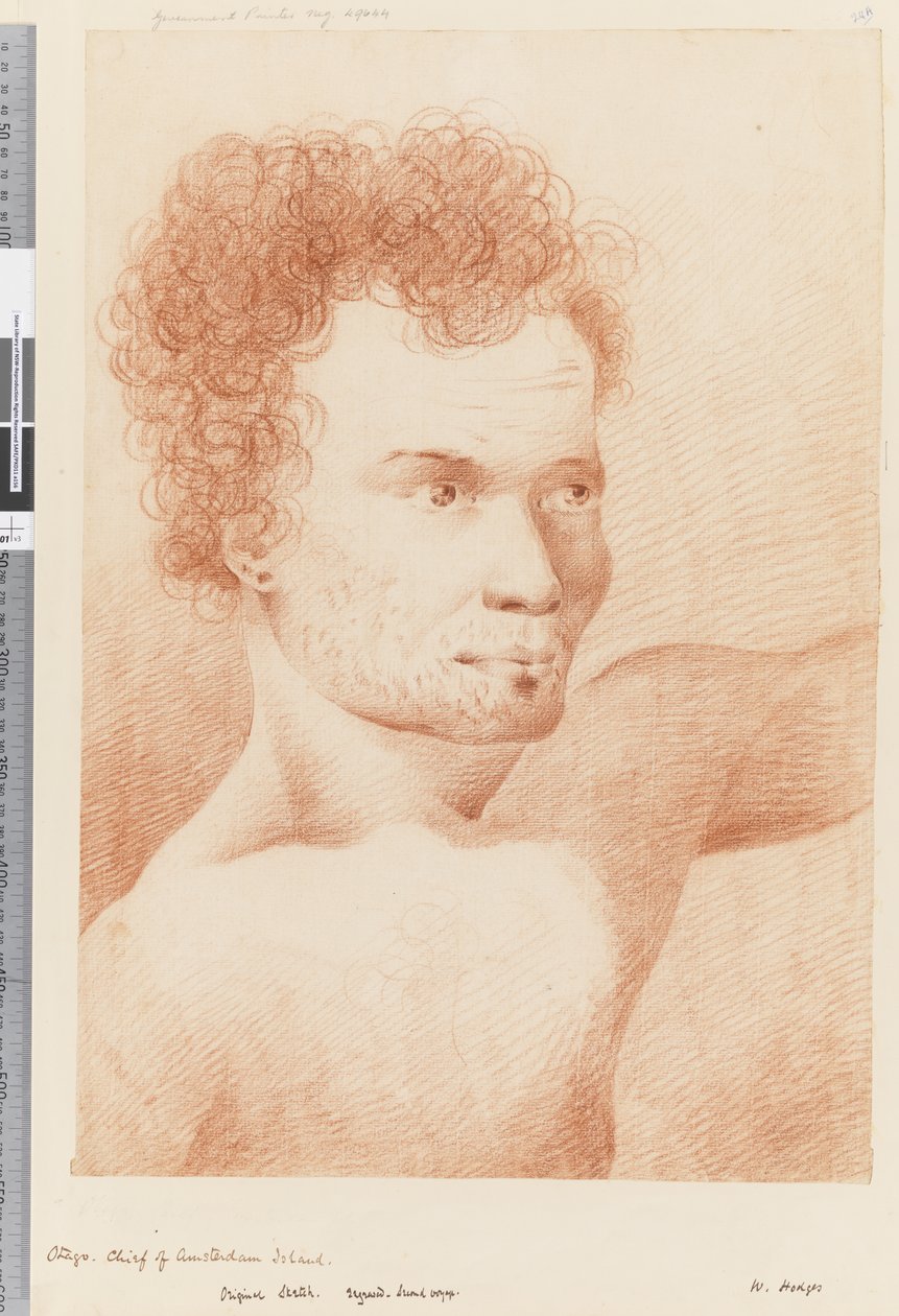 Página 24a Otago, jefe de la Isla de Ámsterdam, 1768-75 de William Hodges